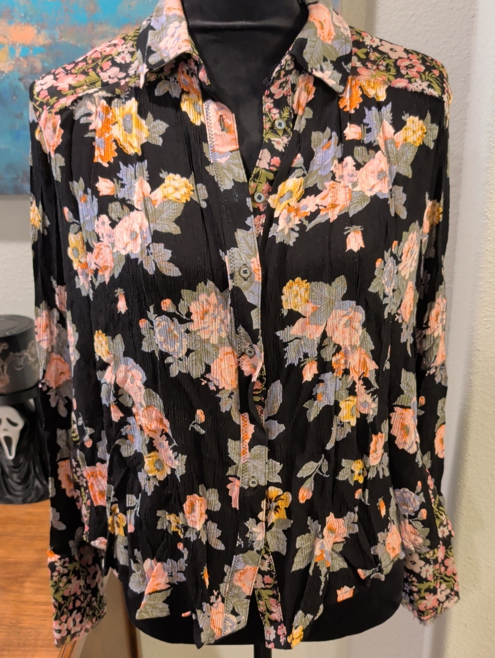 Free People Gorgeous Floral Button Front Shirt Size Small 🌸🌺
